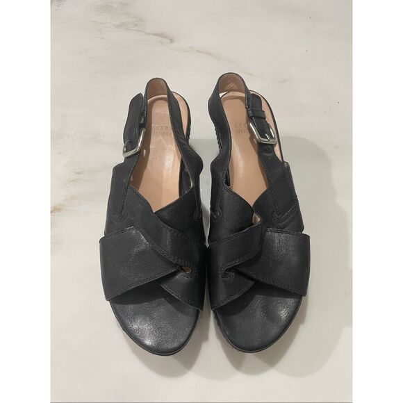 Stuart Weitzman Platform Black Leather Sandals Size 6.5 - Picture 2 of 7